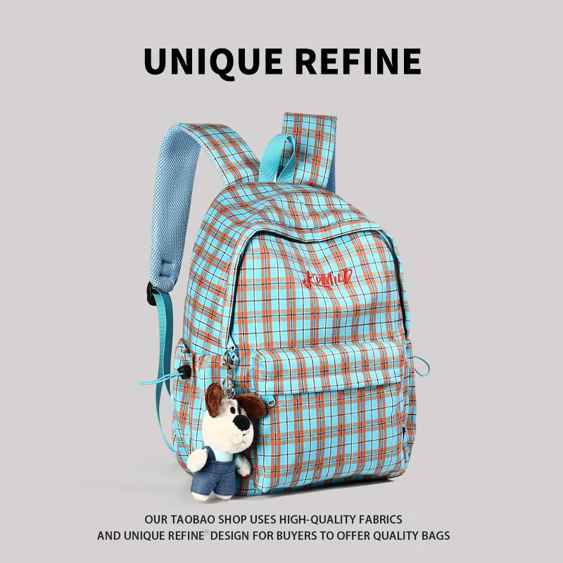 双肩包女2025新款高颜值格子背包