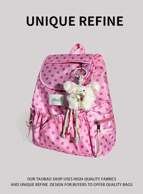 0909#新品  少女波点背包女2025新款小众设计感双肩包大容量书包
