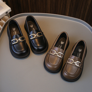 春秋新款男童皮鞋英伦风豆豆鞋韩版女童小皮鞋中大童休闲鞋学生鞋