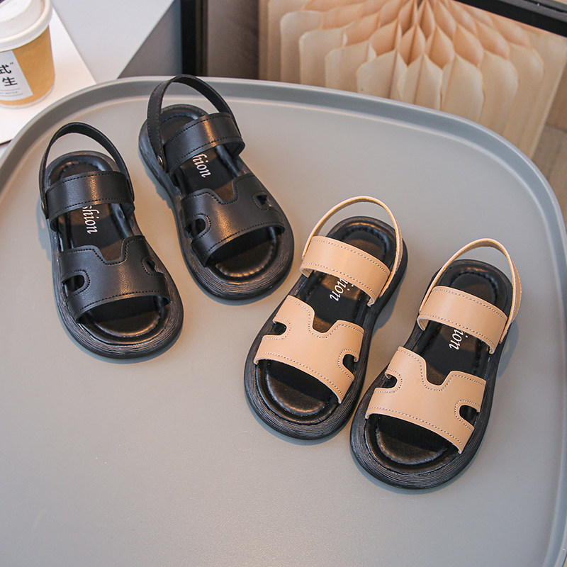 男童简约复古沙滩鞋2026夏季新款女童软底中大童防滑百搭韩版凉鞋