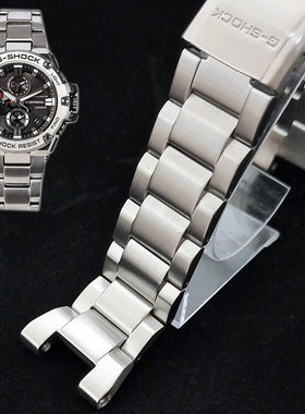 适配卡西欧钢铁之心G-SHOCK手表带GST-B100/W300/S300/S310钢带男