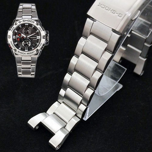 适配卡西欧钢铁之心G-SHOCK手表带GST-B100/W300/S300/S310钢带男
