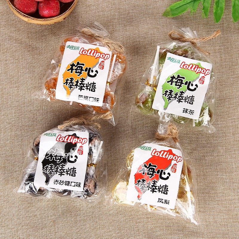 恋尚宝岛系列梅心棒棒糖 芒果抹茶赤砂糖味棒棒糖 150g袋装礼品糖