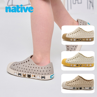 2025新款 沙滩鞋 沿条狗狗平底包头时尚 夏季 儿童洞洞鞋 native童鞋