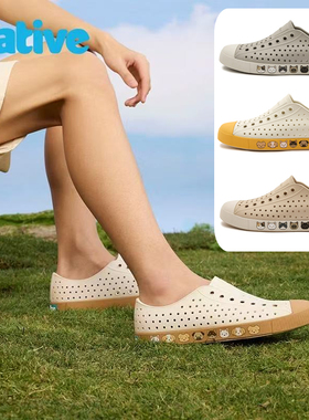 2025native jefferson沿条狗狗洞洞鞋女厚底增高沙滩时尚包头凉鞋