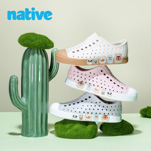 native卡通动物图案夏季洞洞鞋潮