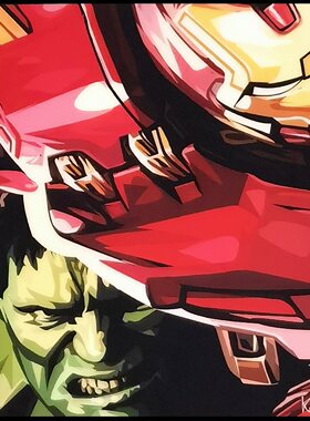 绿巨人theHulk浩克和钢铁侠挂画