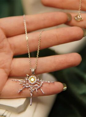 以光之形橙色火彩水晶锁骨链