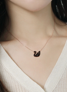 时尚韩版天鹅镶钻钛钢项链女百搭高级感简约设计精致女生闺蜜项链