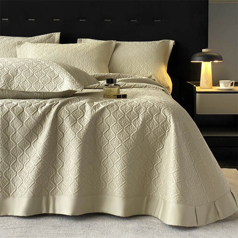 高级感100S长绒棉床盖四季通用绗缝榻榻米床单夹棉防滑床罩上档次
