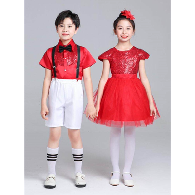 六一儿童合唱服幼儿园蓬蓬裙男童背带裤女童纱裙小学生朗诵演出服