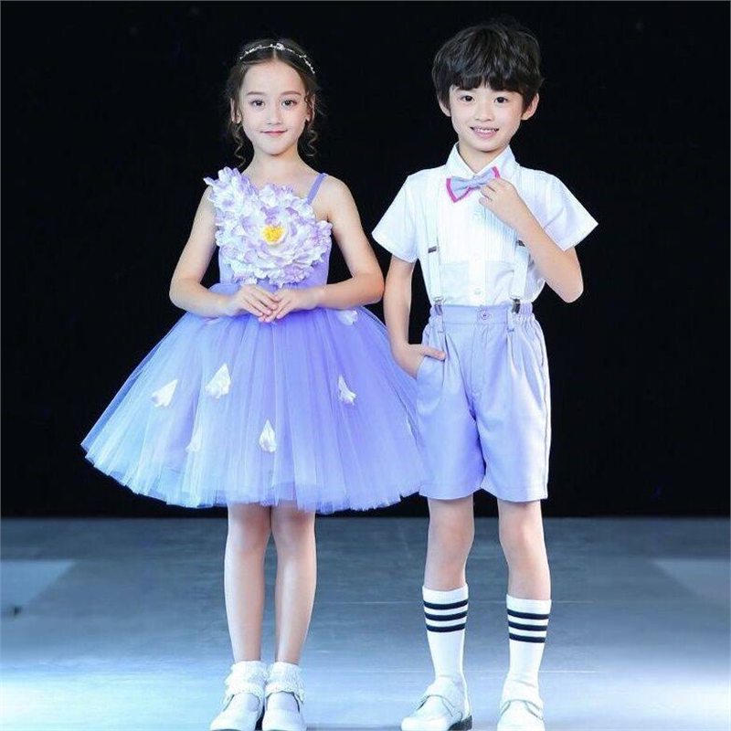 六一儿童节演出表演服装女童蓬蓬公住裙男童背带裤合唱幼儿园小学