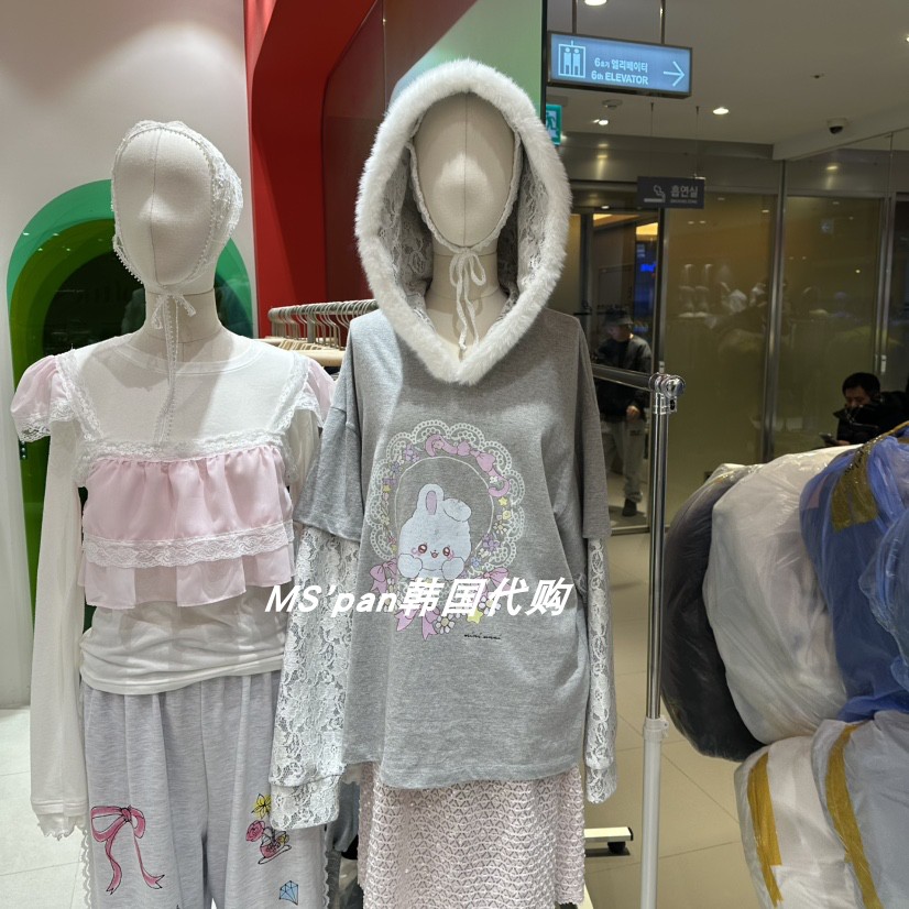 直邮 韩国东大门代购女装2025秋冬新款时尚卡通图案毛绒连帽卫衣