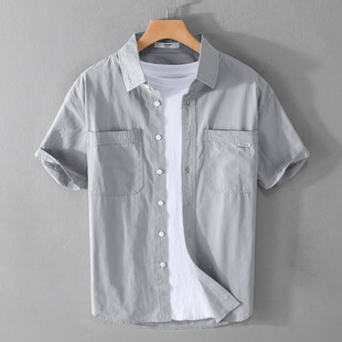 工装短袖衬衫男宽松潮流2026夏季新款简约青年半袖衬衣2026正流行