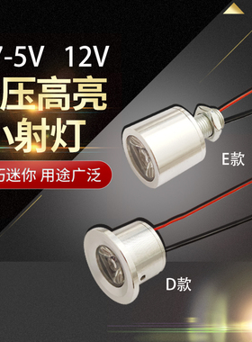 12VLED灯珠直流DC12伏灯泡手工DIY3.7V5V电池灯迷你电器照明射灯