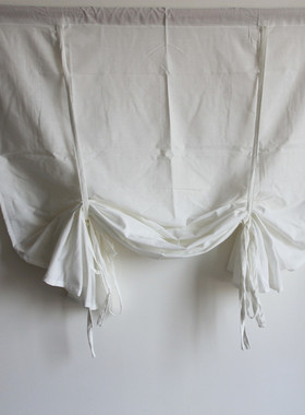 窗帘成品简约粗麻卷帘白麻绳麻布门帘挂帘半帘升降 罗马帘可定做