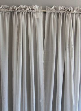外贸窗帘成品出租房小型窗穿杆款白色纱帘窗纱灰色特价清仓处理