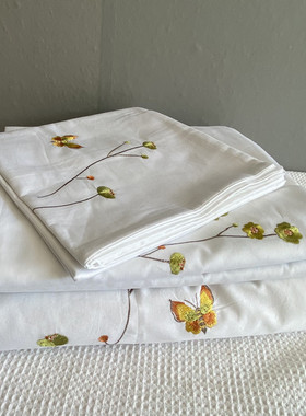 外贸纯棉被套单件白色1.5米被单学生宿舍单人绣花全棉200x230被罩