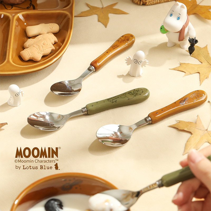 蓝莲花家居moomin姆明餐具可爱吃饭汤匙调羹家用不锈钢长柄儿童勺