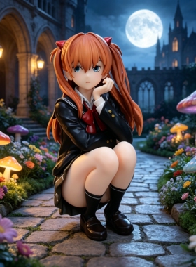 蹲姿明日香新世纪战士手办学院风美少女动漫模型玩偶潮玩摆件