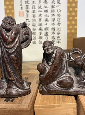 日本回流中古铁质泥金工艺罗汉，此为单个价格