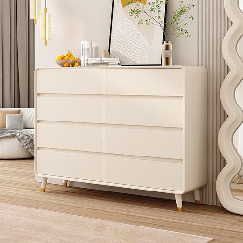 奶油风八斗柜大容量储物柜实木抽屉收纳柜卧室床尾置物五六斗柜子