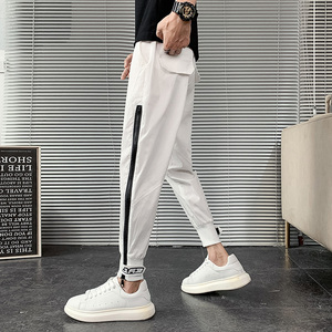 2021夏季新款白色休闲裤潮牌修身韩版拉链束脚裤薄款裤子,男装休闲裤,电商A327