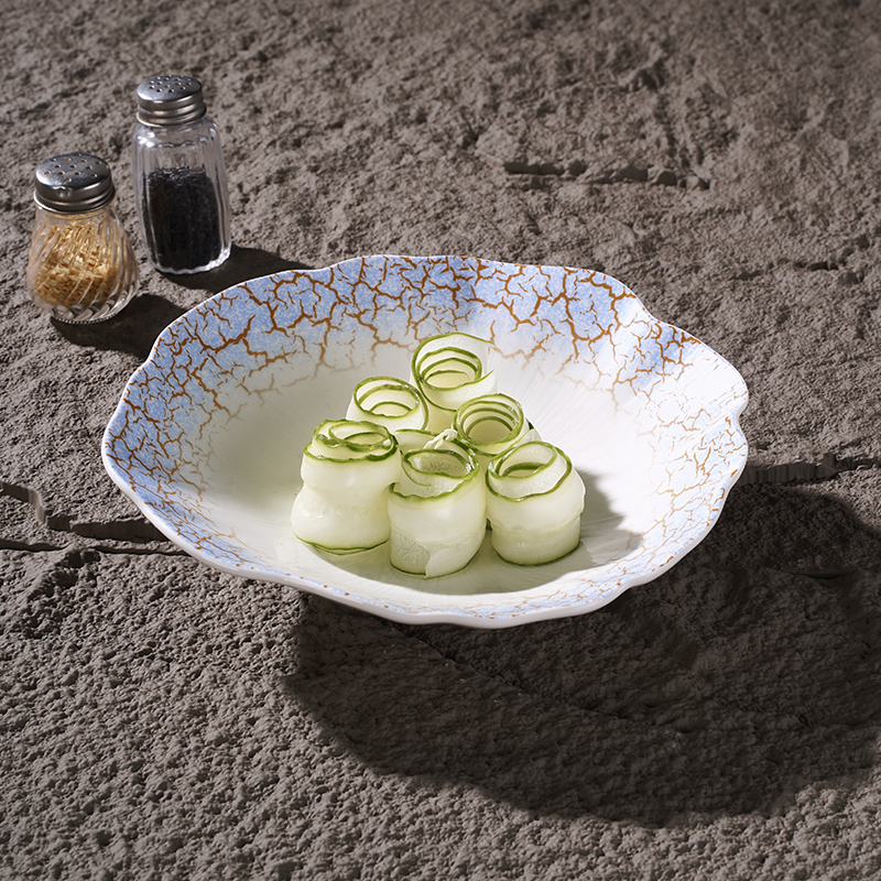 复古裂纹高温陶瓷冷菜盘子凉菜碗