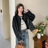 现货春装新款简约皮衣2C198-5880-P135-K198，女装皮衣，2C198