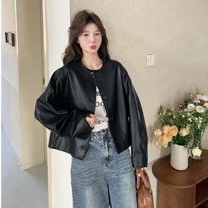 黑色高级感PU皮衣外套女2025春季新款美式小个子又酷又飒夹克上衣图片