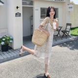 高级感初恋清纯奶甜绝美T恤裙仙2025法式温柔甜美蕾丝拼接连衣裙，女装连衣裙，2C198