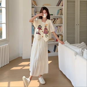 现货 趣味印花马甲＋连衣裙两件套 2C198-6018-P165 K238图片