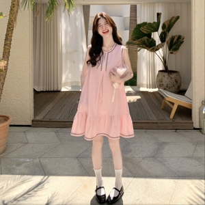 甜美少女风减龄粉色无袖背心连衣裙女夏2025新款小个子裙子超好看图片