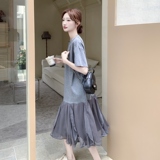 出货中灰色拼接纱裙2C198-6083-P145K218，女装连衣裙，2C198