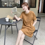 休闲气质工装焦糖色连衣裙女夏2025新款独特别致裙子大方得体爆款，女装连衣裙，2C198