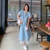 甜美减龄新中式蕾丝拼接半身裙女夏2025新款清纯系穿搭，女装连衣裙，2C198