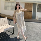 高级感初恋清纯奶甜绝美T恤裙仙2025法式温柔甜美蕾丝拼接连衣裙，女装连衣裙，2C198