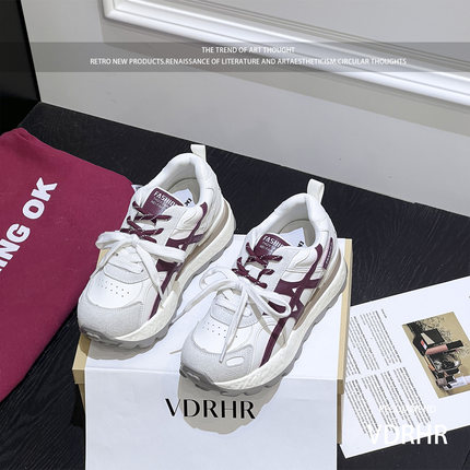 小个子白红老爹鞋女超火2025秋季新款厚底内增高7CM运动休闲鞋女