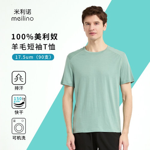 美利奴羊毛短袖T恤男户外速干衣