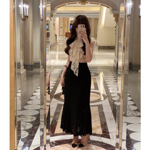 Starry日系高腰蕾丝鱼尾半身裙