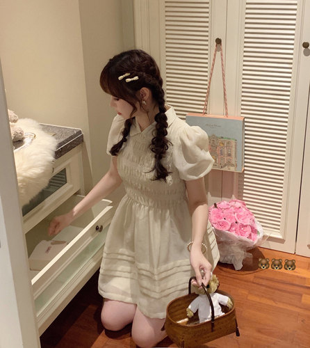 日系甜美娃娃领打揽公主连衣裙