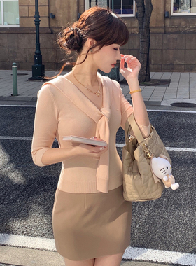 Starry 水手日志/25桑蚕丝75羊毛海军领针织衫 日系甜美系带上衣