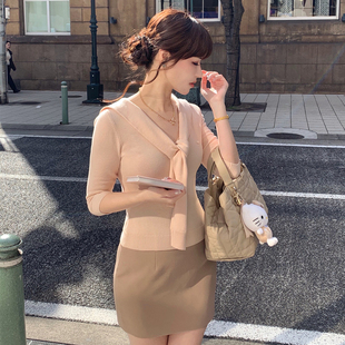 Starry 水手日志/25桑蚕丝75羊毛海军领针织衫 日系甜美系带上衣