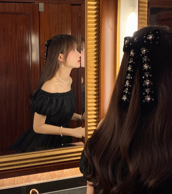 Starry重工水钻丝绒公主发夹