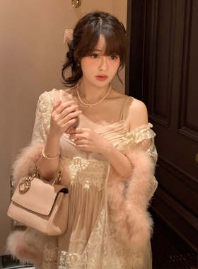 Starry 维多利亚中古裙/重工蕾丝花边棉质吊带裙 日系甜美连衣裙