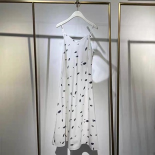 吊带裙 白底黑点印花设计轻盈感夏季时尚轻熟风中长款 吊带裙0.27