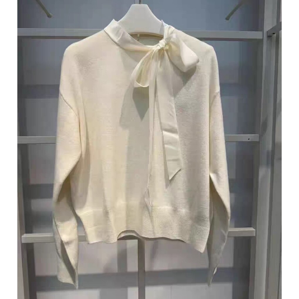 飘带领时尚优雅气质百搭针织衫