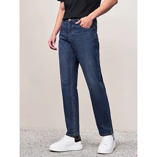 时尚 精品男装 新款 宽松百搭一粒扣复古风 0.68 男式 直筒长裤 牛仔裤