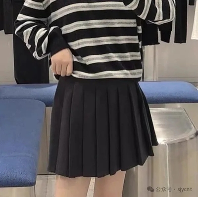 小金属标装饰简约款西装裙百褶裙