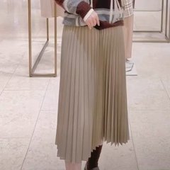 半身裙 时尚新款高腰垂感显高显瘦A字百褶纯色百搭 半身腰裙0.39